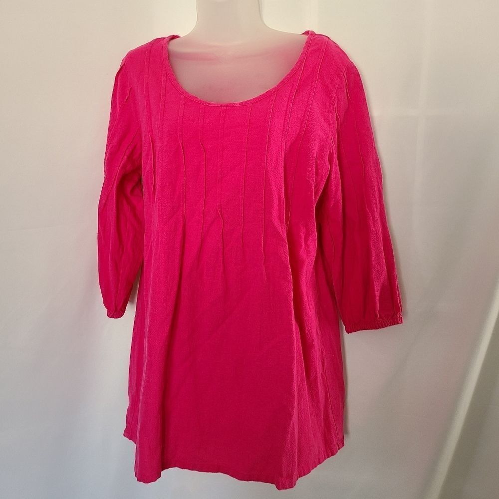 Soft Surroundings Hot Pink Pleated Front Tunic sz S‎